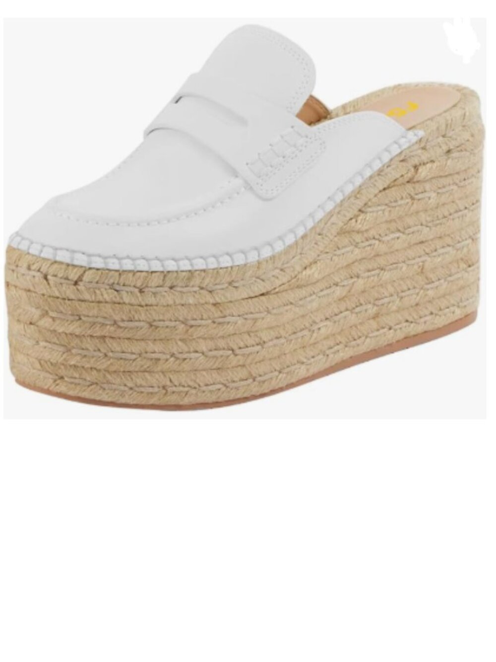 FSJ White Closed Toe Loafer Mules Espadrille Platform Wedge High Heels Shoes